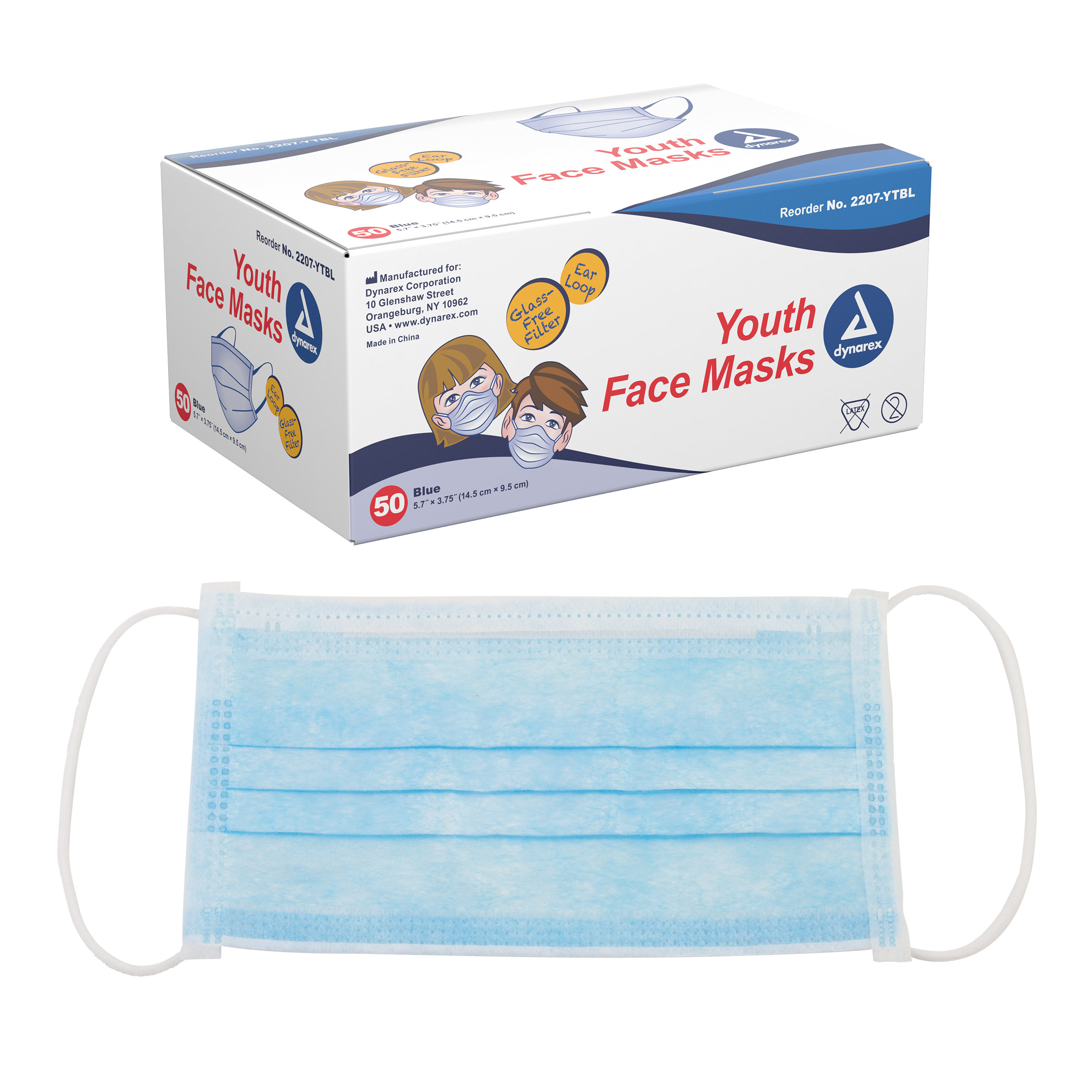 Youth Face Masks With Ear Loop – Blue