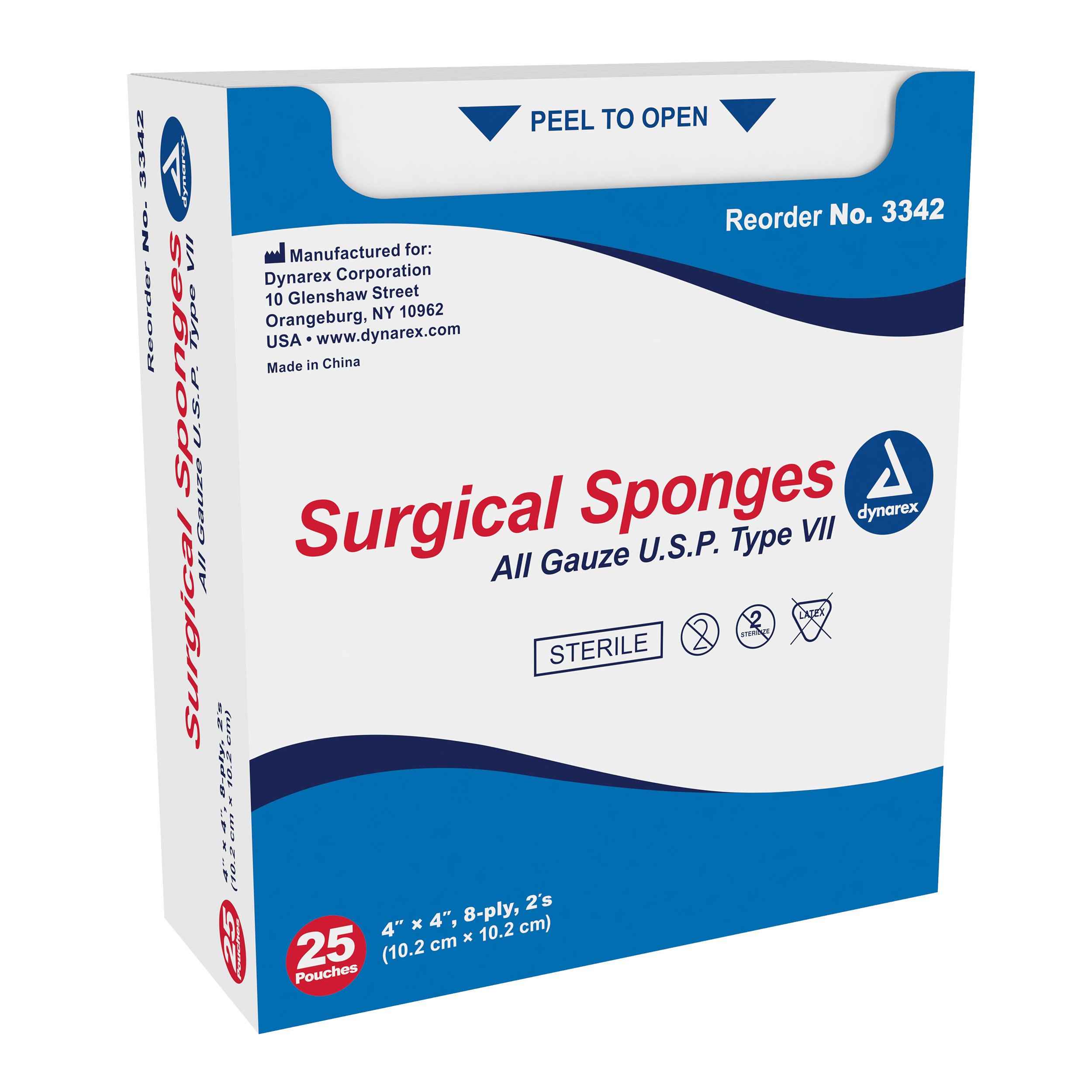 Surgical Gauze Sponge Sterile 2’s 4″x 4″  8 Ply