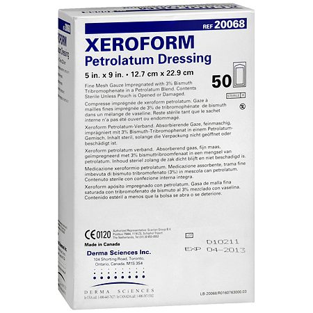 5 X9 Xeroform Petrolatum Pleated Mesh Gauze Dressing Box Of 50