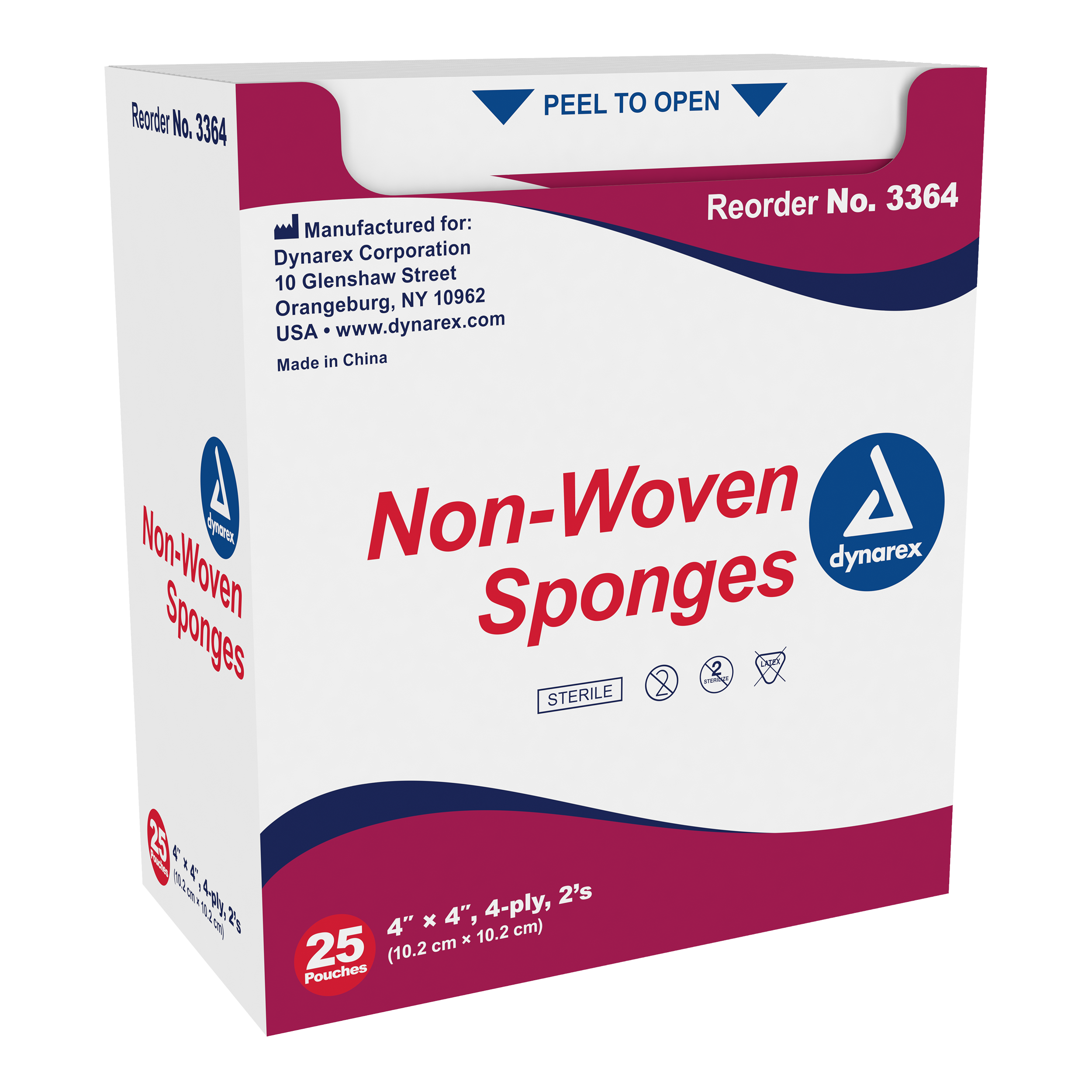 Non-Woven Sponge Sterile 2’s, 4″x 4″, 4 Ply