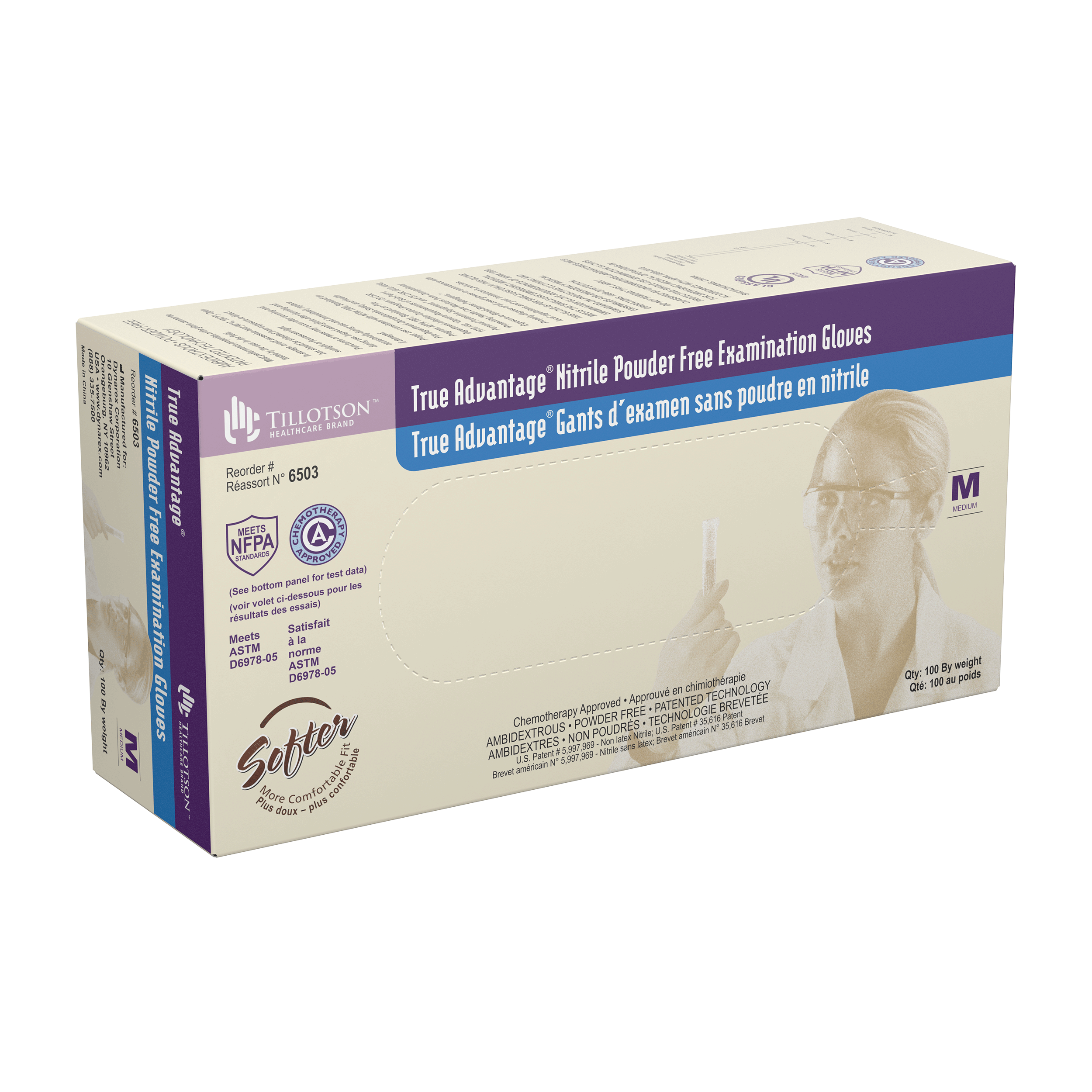 True Advantage® Nitrile Exam Gloves- Powder-Free – M