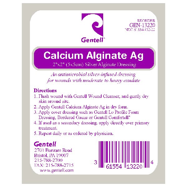 Gentell Calcium Alginate Dressing 2 x 2 inch Square GEN-13200