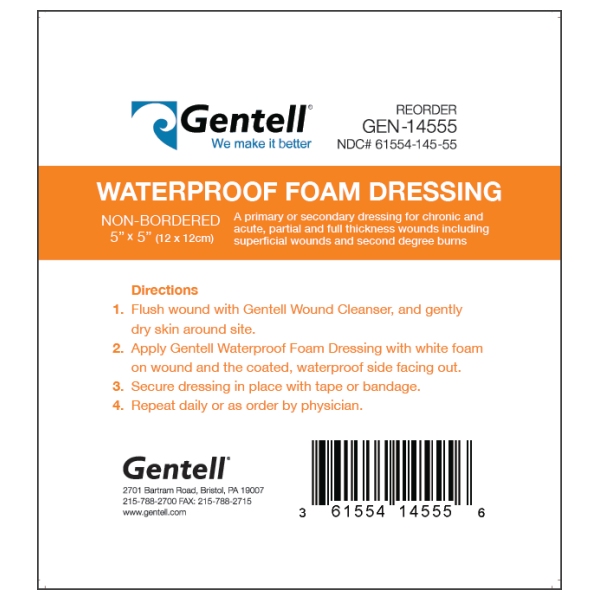 Waterproof 5″x5″ Foam Dressing, BOX OF 10