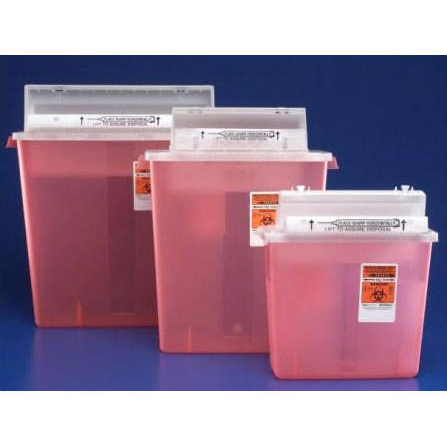SharpStar 5 Quart Translucent Sharps Container With Red Base, CASE OF 48