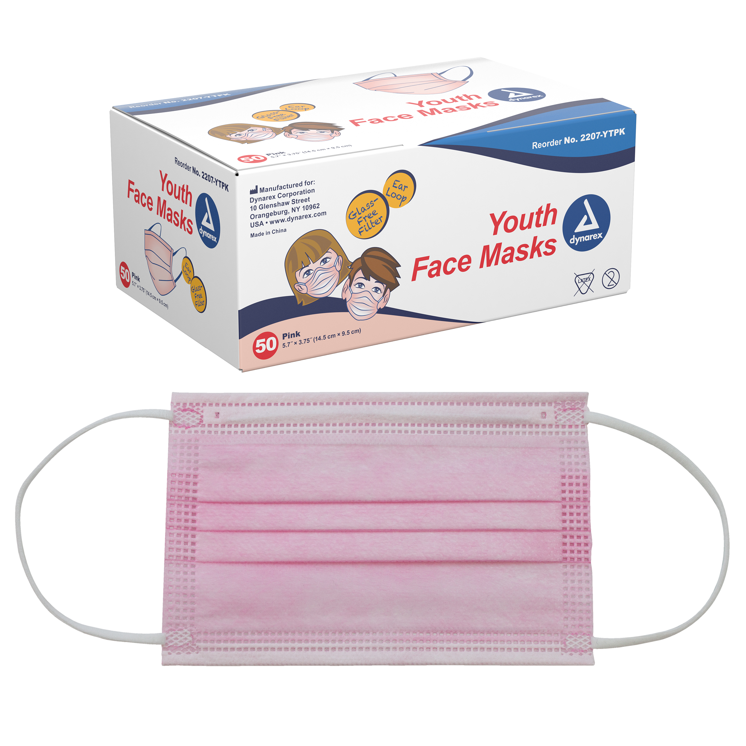 Youth Face Masks With Ear Loop – Pink