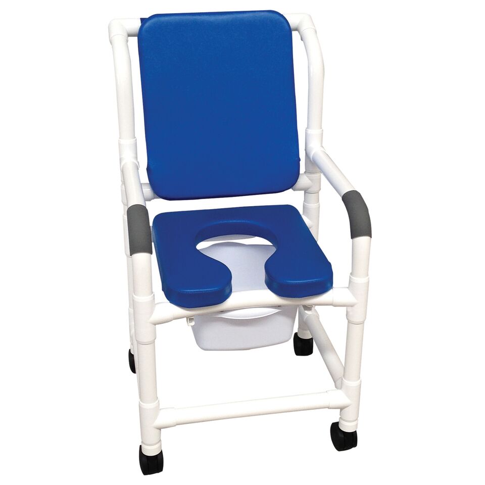 18″ Shower Chair W/ Deluxe Elongated Open Front Soft Seat, Blue