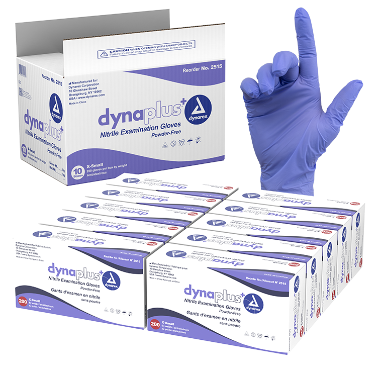 DynaPlus Nitrile Exam Gloves-Powder-Free – XS